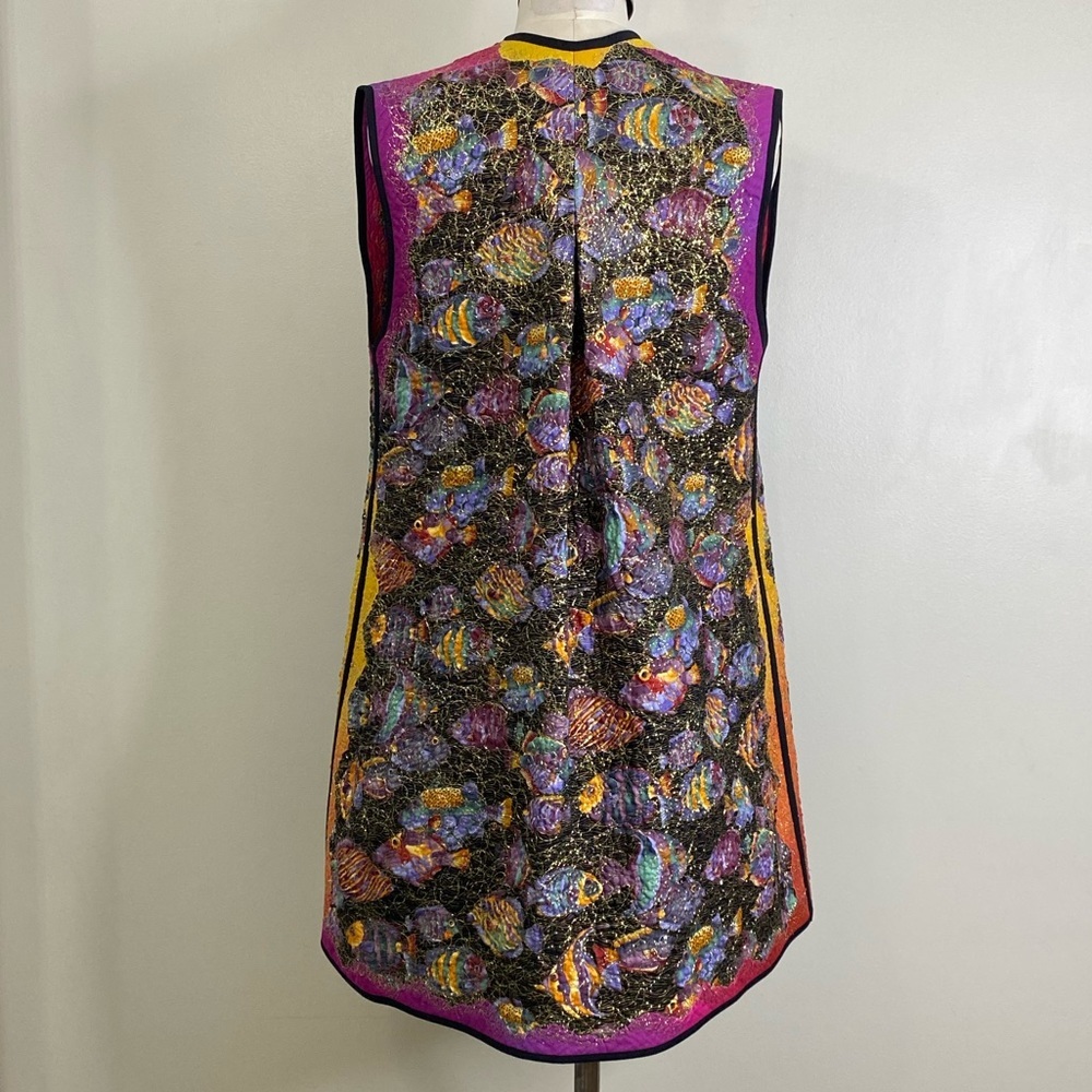 LUXURIOUS QUILTED FISH DRESS VEST WITH GOLD METALLIC EMBROIDERED THREADS🐠 - Picture 5 of 14